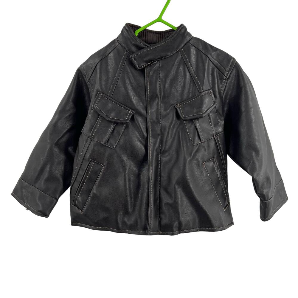 Kenneth Cole Reaction Brown Faux Leather Flight Jacket‎ Size 3T